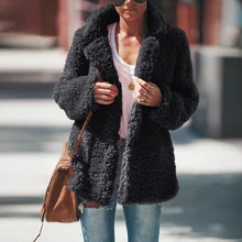 

Turn Down Collar Winter Coat For Women Long Sleeves Solid Single Breasted Buttons Women's Jackets 2021 Winter Fashion New Coats