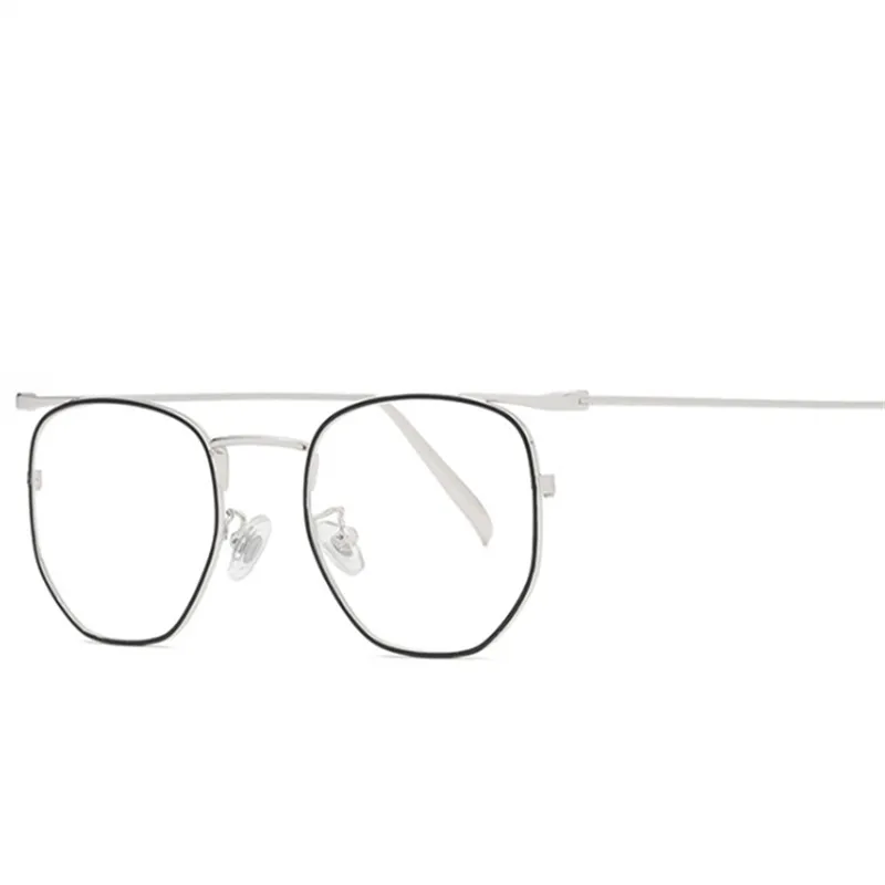 YOOSKE Ретро прозрачные очки оправа для мужчин и женщин анти синий светильник очки винтажные металлические поддельные очки студенческие очки при близорукости, оправа - Цвет оправы: BLACK SILVER