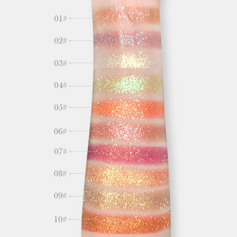 NOVO 10 цветов блестящие жидкие тени для век металлический порошок пигмент духи сияющая косметика для глаз хайлайтер кремовая палитра Pro