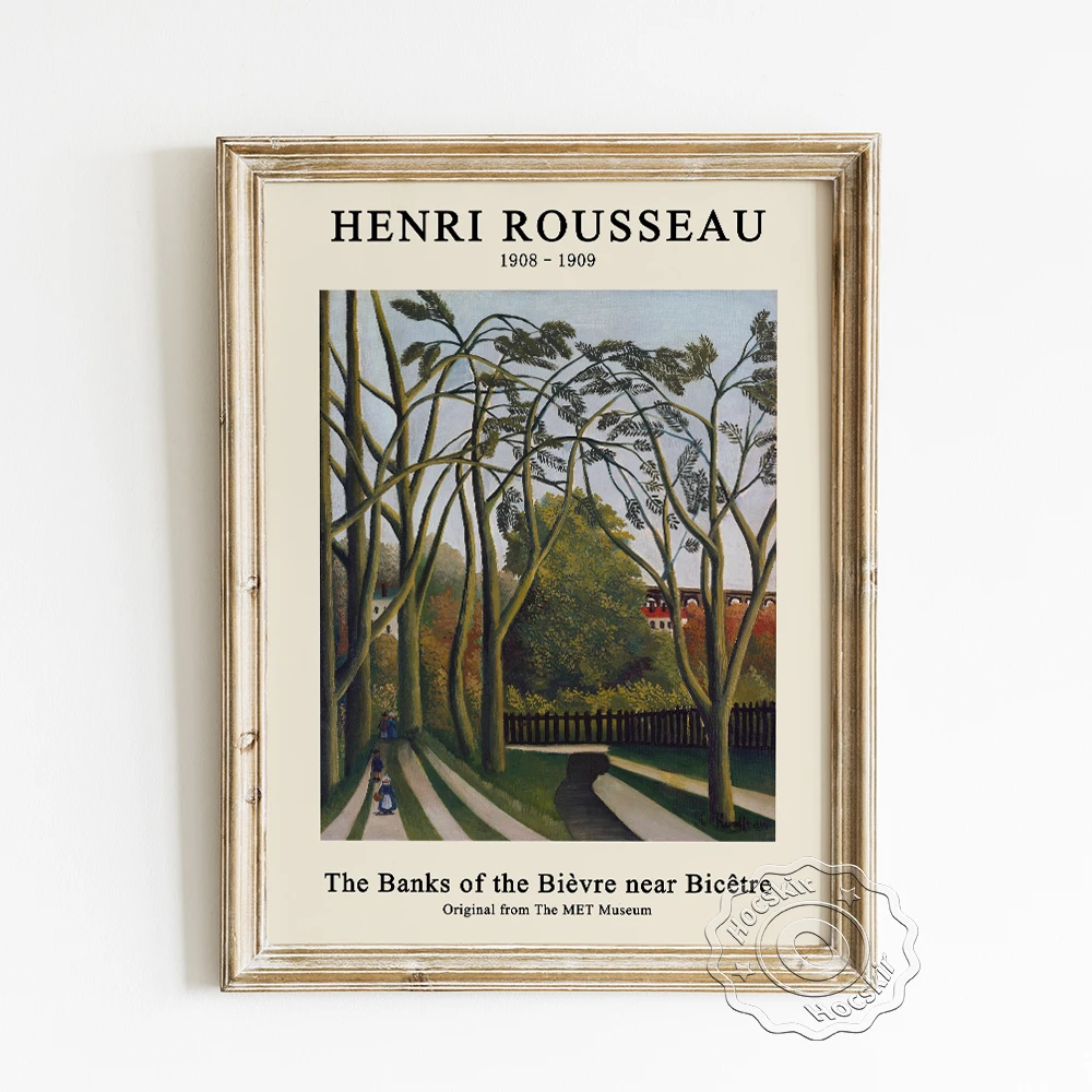 

Henri Rousseau Exhibition Museum Poster, The Banks Of The Bievre Near Bicetre Canvas Painting, Landscape Art Prints Wall Decor