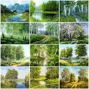 

HUACAN Picture By Numbers Scenery Drawing On Canvas HandPainted Painting Forest Art Kits DIY Gift Home Decoration