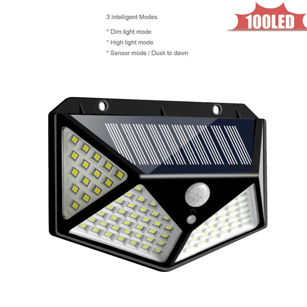 

Solar Lights Outdoor 100 LEDs PIR Motion Sensor Activated Separable Light for Garden Security Waterproof Wireless Wall Lamp 4 si