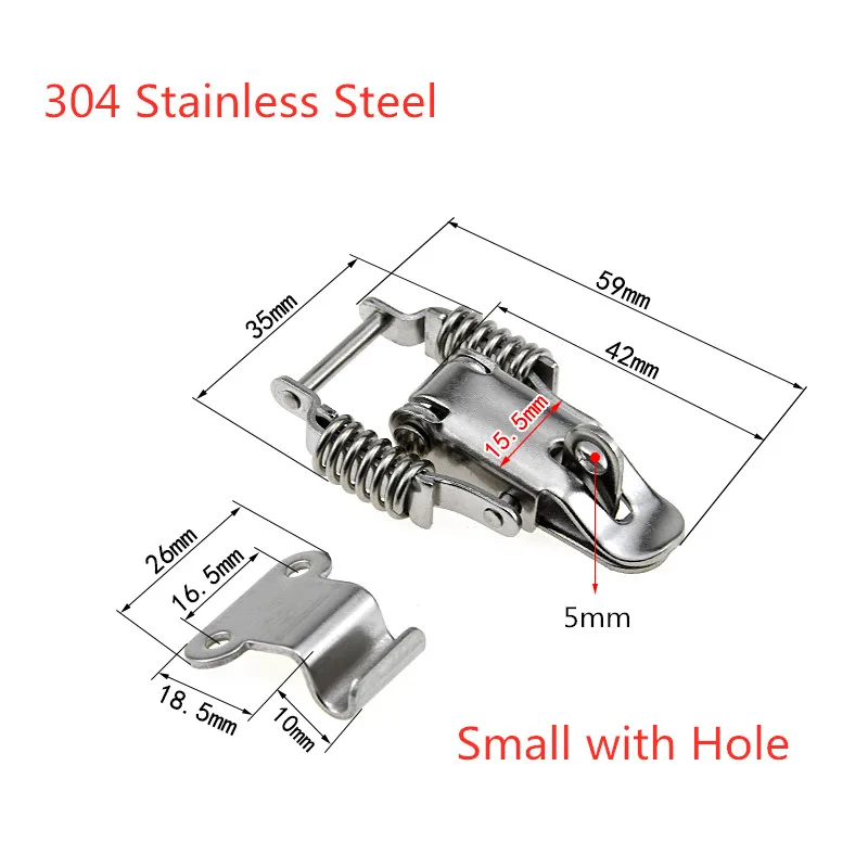 90 Degree Hasp Stainless Steel 304 Double Spring Loaded Suitcase Chest Tool Box Locking Toggle Latch Hasp Lock Hardware Buckle