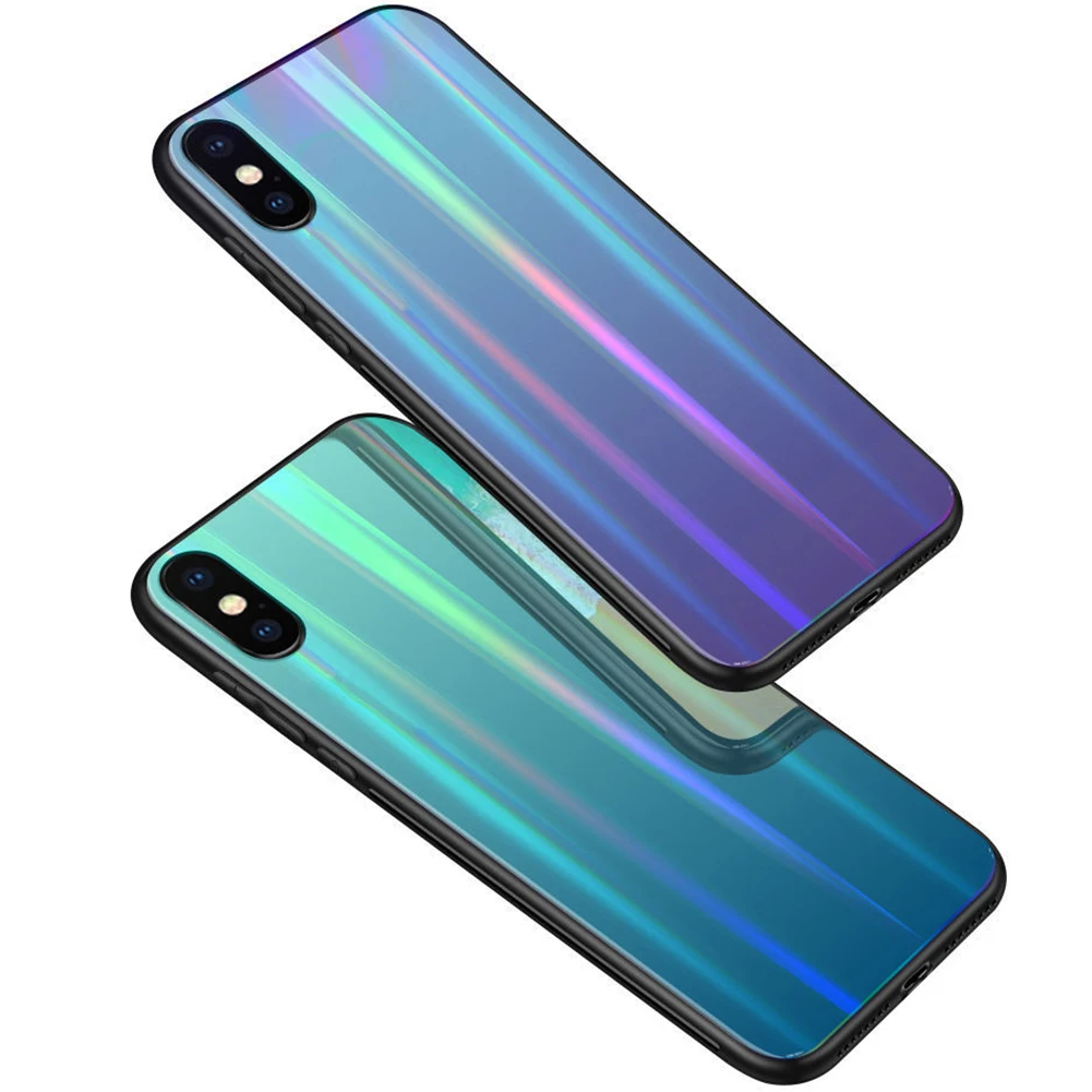 

Laser Gradient Case for Samsung Galaxy Note 10 Plus Aurora Glass Soft TPU Frame Shockproof Protective Shell for Note 10+ 5G Capa