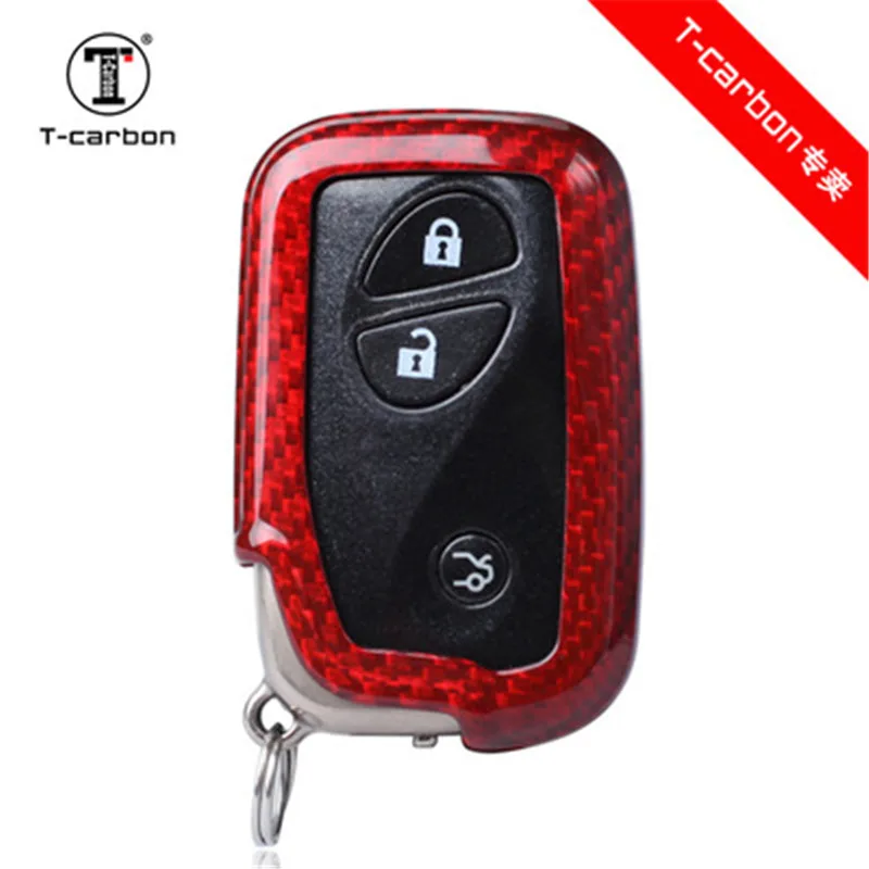 Red 2 buttons Реальные углеродное волокно ключа автомобиля подходит для Lexus CT200H GX400 GX460 IS250 IS300C RX270 ES240 ES350 LS460 GS300 450h 460h чехла - Название цвета: Red 2 buttons