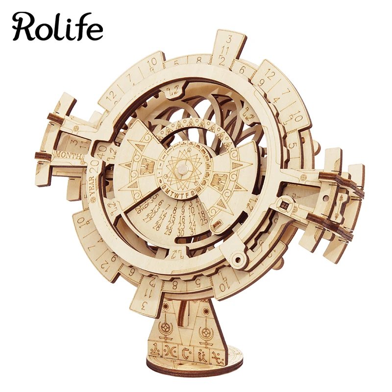 

Rolife DIY Model Perpetual Calender 3D Wooden Puzzle Vintage Home Decoration Table Accessories Gift for Children LK201