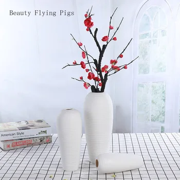 

2Pcs Direct selling literary white dry flower vase fresh flower arrangement living room coffee table decoration modern ceramics