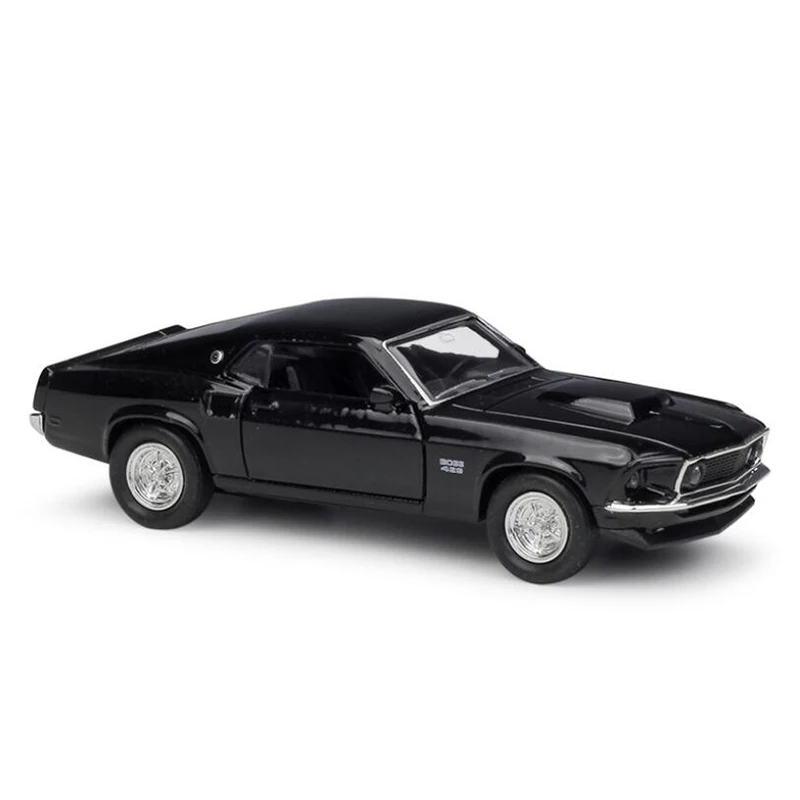 1/36 соотношение моделирование Ford Mustang boss 1969-429 сплав литья под давлением модель игрушка с инерционным механизмом автомобиль детские игрушки подарок на день рождения - Цвет: Черный