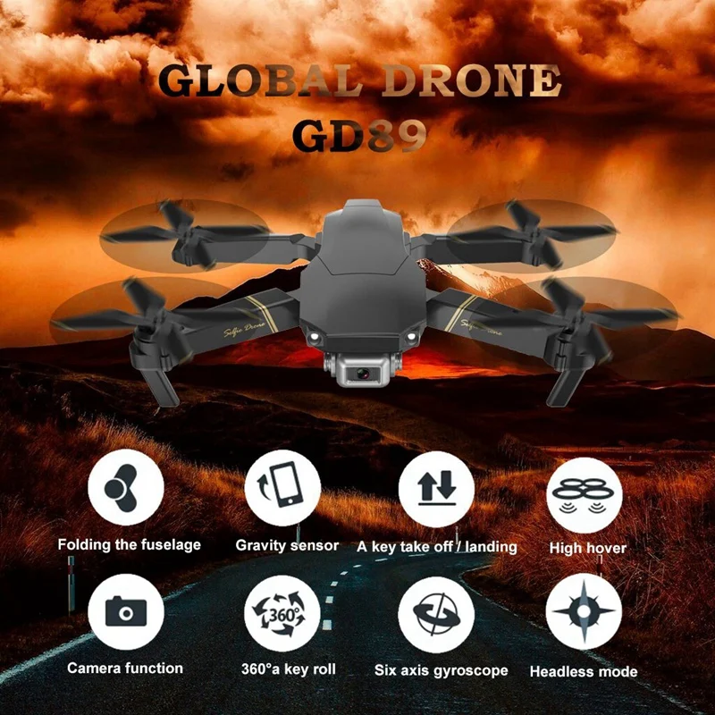 FFYY-Gd89 Wifi Fpv 480P Hd Aerial Drone Camera Height-Maintaining Mode Collapsible Rc Drone 2.4Ghz Anti-Jamming Technology