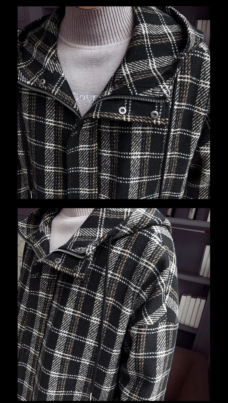 Autumn Plaid Jacket Men's Fashion Casual Retro Hooded Jackets Men Streetwear Loose Bomber Jacket Mens Outwear Large Size M-5XL