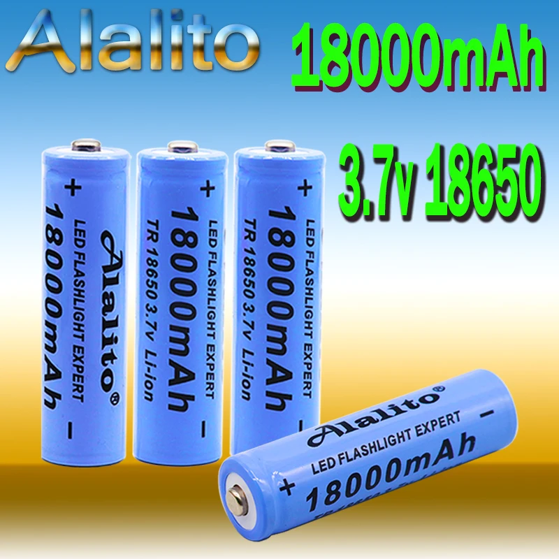 Alalito 3.7V 18650 18000mAh Rechargeable Battery High Capacity Li ion Rechargeable Battery For