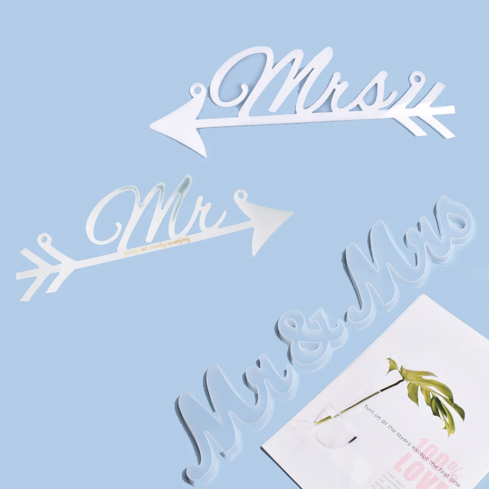 

УФ-отверждаемая эпоксидная смола Mr & Mrs буква, стрелка, знаки, силиконовые формы для украшения вечеринки, инструменты для творчества и творчества