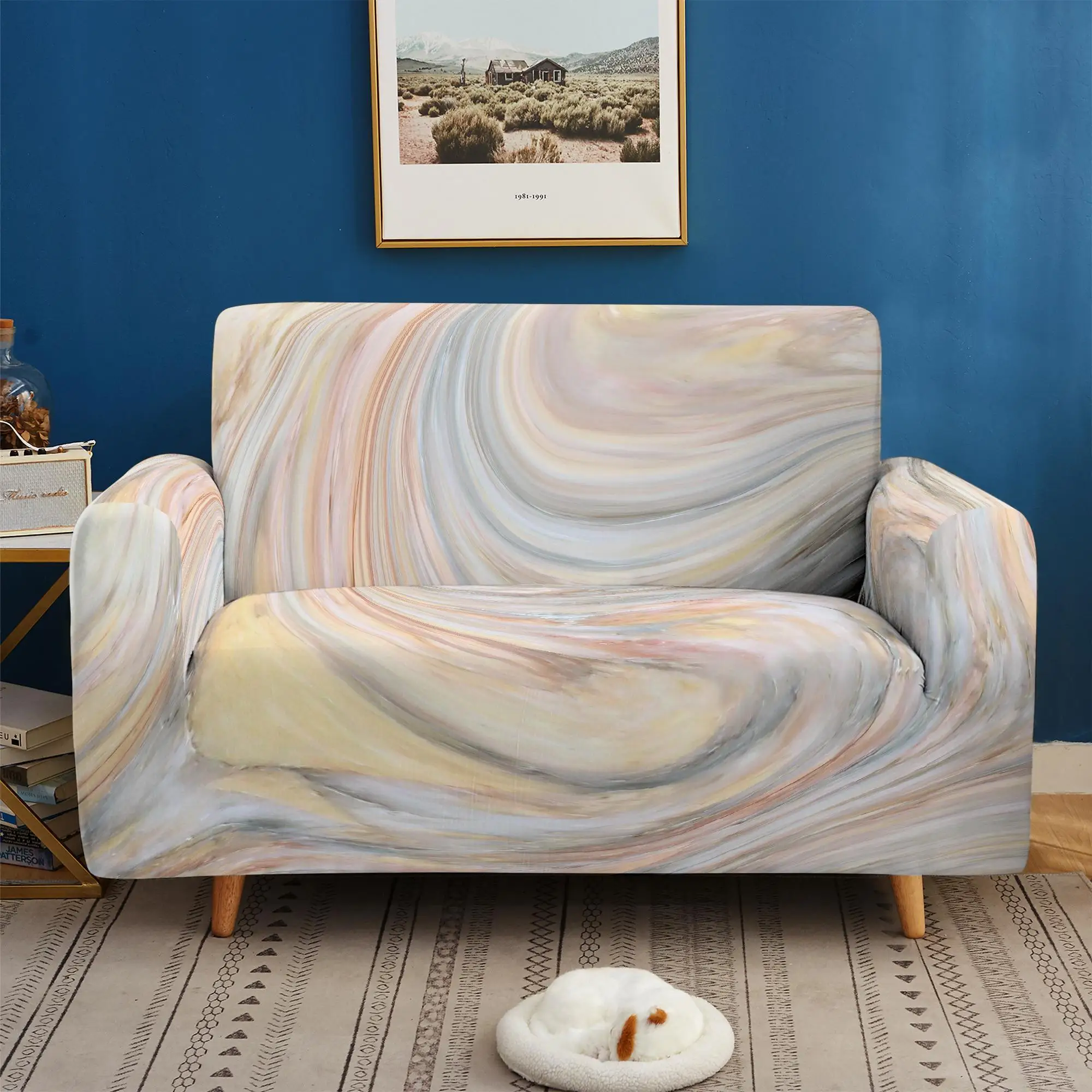 

Растягивающийся чехол для дивана Marbling 3D, секционный эластичный чехол для дивана в гостиную, на одно/два/три места