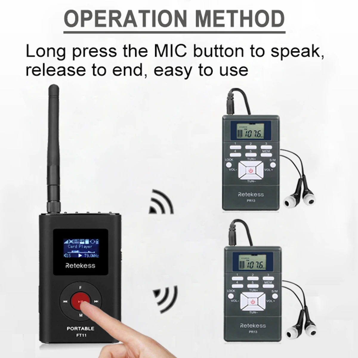1 FM Transmitter FT11+10 FM Radio Receiver PR13