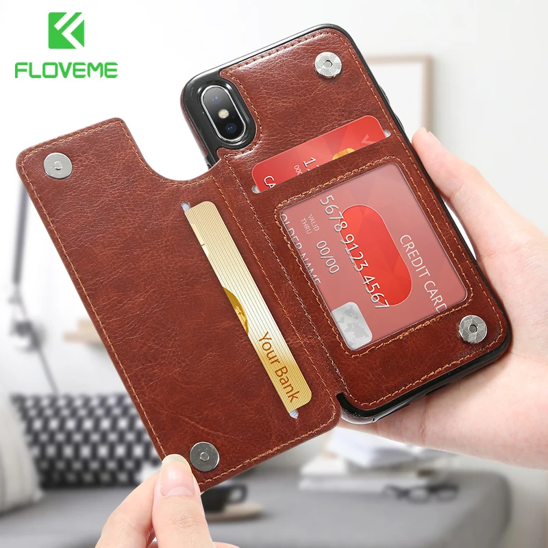 Кожаный чехол Floveme для iPhone 5S 7 8 Plus 6 6s X XS MAX XR кошелек телефона Plus|Бамперы| |