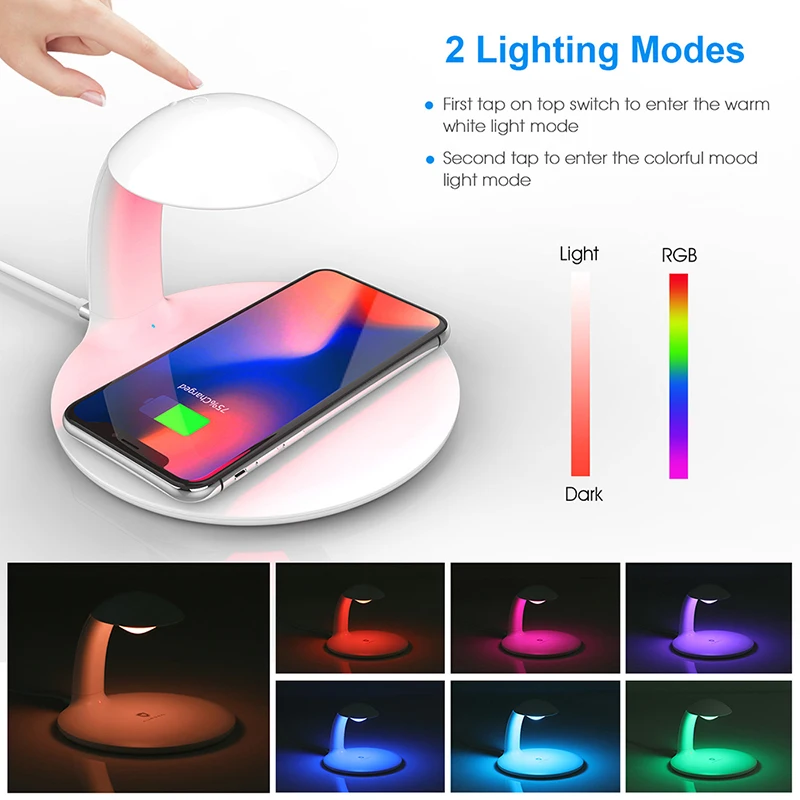  10W Wireless Charger Little Swan Night Light Mobile Phone Wireless Charger for Android Apple USB Fa - 4000070283665