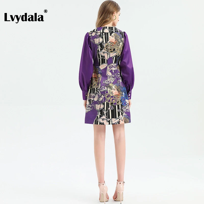 Lvydala, модное дизайнерское платье, весна-лето, женское платье с оборками и рюшами, винтажное платье с принтом, праздничные платья