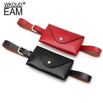 

WKOUD EAM 2020 New Fashion Autumn Winter Waist Bag For Women Leather Solid Belt Causal Trendy Korea Detachable Belt Female ZJ930