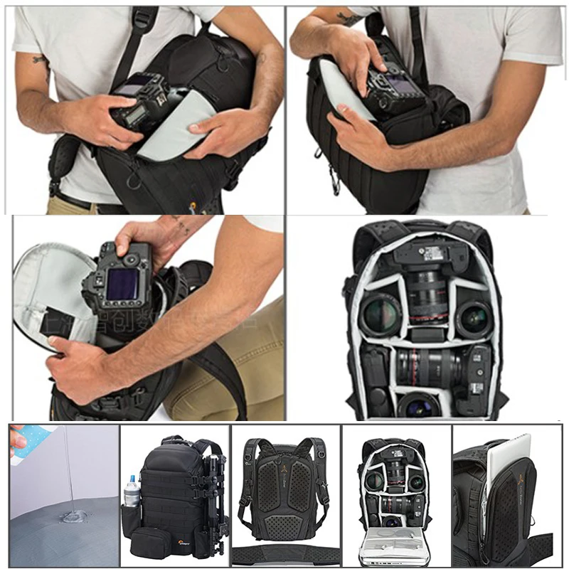 Hot Lowepro ProTactic 350 AW DSLR Camera Photo Flash Case Bag And Laptop Backpack