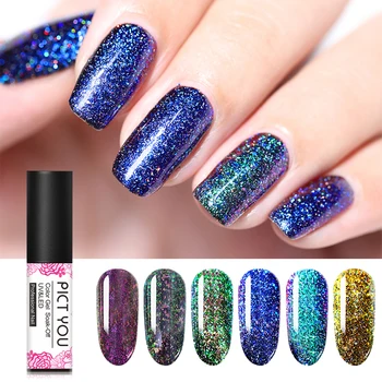 

PICT YOU Shiny Glitter Sequins Series Nail Gel Bling Sequins Soak Off Vernis Semi Permanent Nail UV Gel Polish Varnish