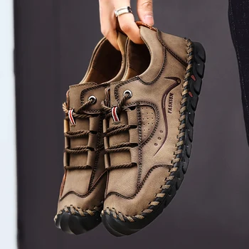 

2020 New Leather Shoes Men Casual Loafers Male Moccasins High Quality Comfortable Soft Flats Driving Footwear Big Size 39-48