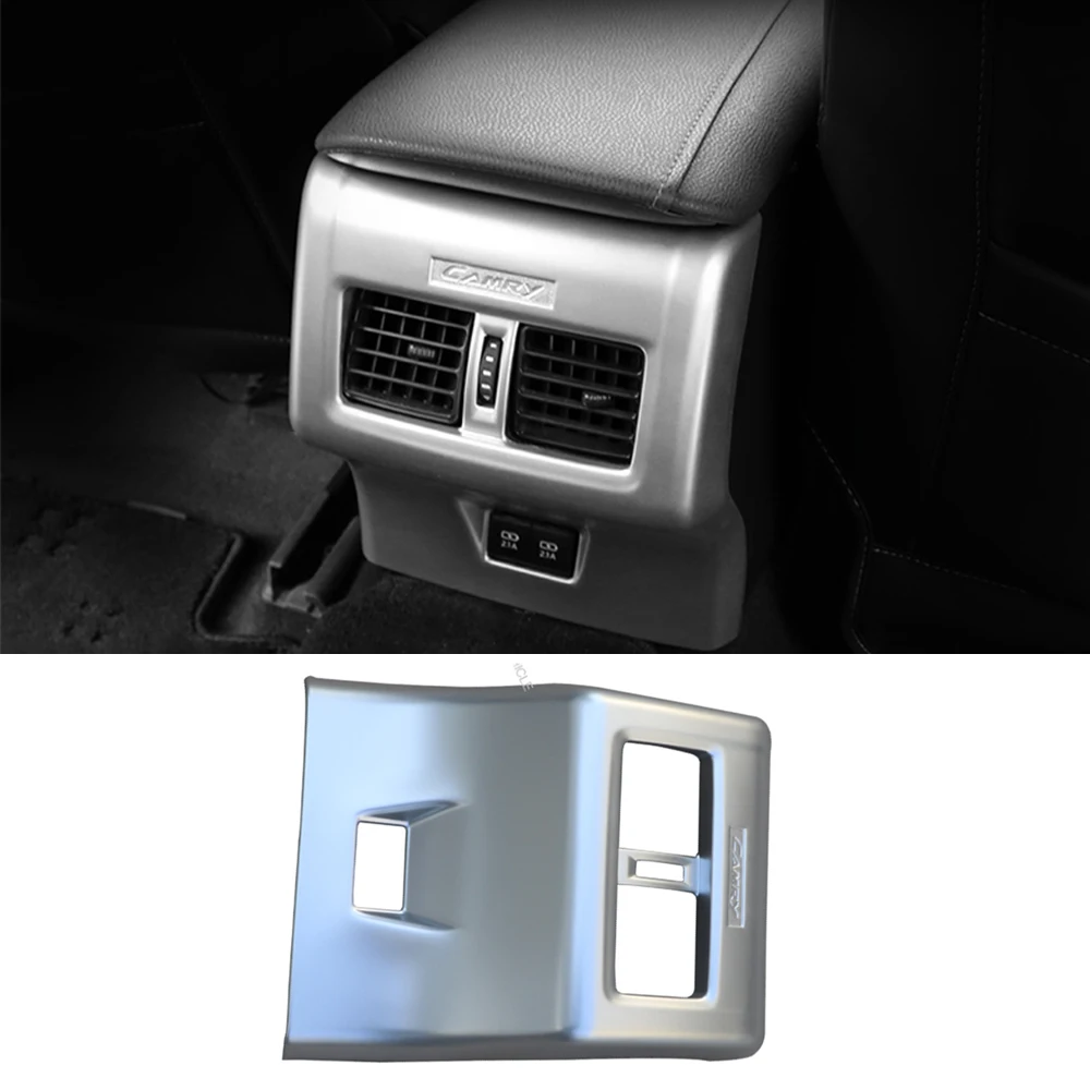 

For Toyota Camry 70 XV70 8th 2018 2019 Car Armrest Box Back Outlet Trim Cover Auto Air Vent Sticker Car Styling Accessories