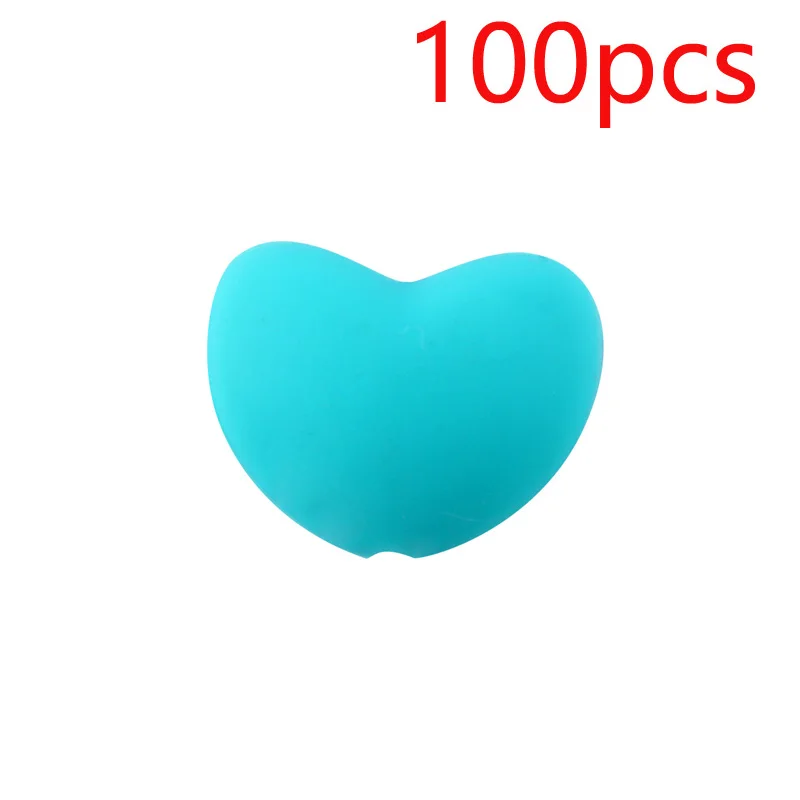 Deep Green XCQGH 100 шт DIY Детские молярные силиконовые бусины-сердечки цепочка для детской соски браслет аксессуары свободные бусины Прорезыватель - Цвет: Deep Green