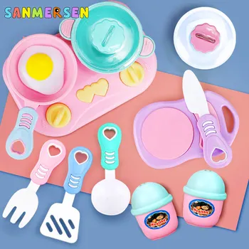 

Pretend Play Mini Kitchen Baby Toy Set Plastic Simulation Food Dishes Cookware Pots Pans Cooking Pink Toys For Girls Kids Gifts