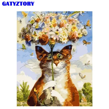 

frame Abstract Painting Cat Animals DIY Painting By Numbers Kits Acrylic Home Wall Art Picture For Home Decor 40x50cm Artwork