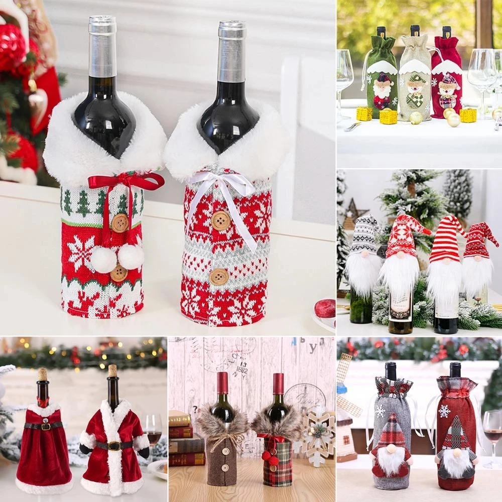Couverture De Bouteille De Vin De Noël, Ornements Décoratifs Pour La