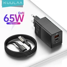 Ładowarka KUULAA GaN szybkie ładowanie 4.0 3.0 USB typ C QC PD 65W ładowarka USB przenośna szybka ładowarka do tabletu iPhone Xiaomi