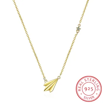 

Childhood Paper Plane Simple Student Clavicle Chain 925 Sterling Silver Temperament Personality Female Necklace SNE151