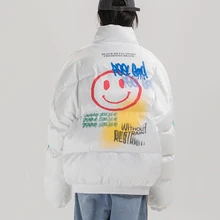 Куртка в стиле хип-хоп, парка с рисунком граффити, уличная Женская ветровка Harajuku, зимняя стеганая куртка унисекс, пальто, теплая верхняя одежда