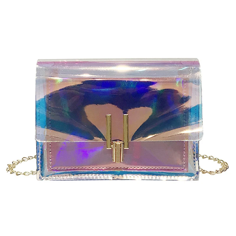 Fashion Women Colorful Jelly Shoulder Bag Girl Laser Holographic Transparent Handbag Crossbody Messenger Bags Mini Tote SS0424 (7)