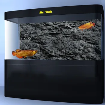 

Mr.Tank 3D Effect Black Stone Texture Aquarium Background Poster HD Rock Stone Selfadhesive Fish Tank Backdrop Decorations