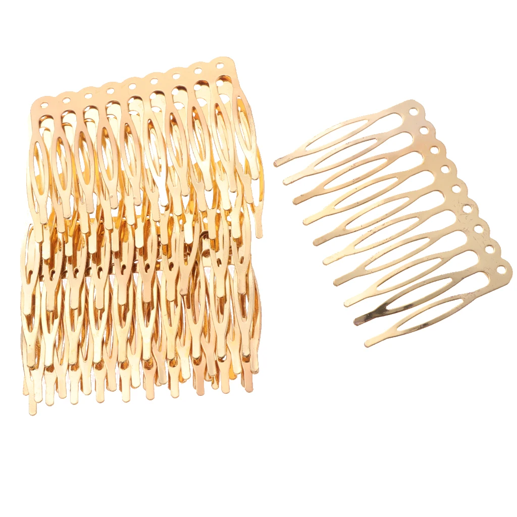 10 Pieces Vintage Blank Metal Hair Comb Jewelry Findings Bridal Ladies Hair Accessory DIY 27/56mm