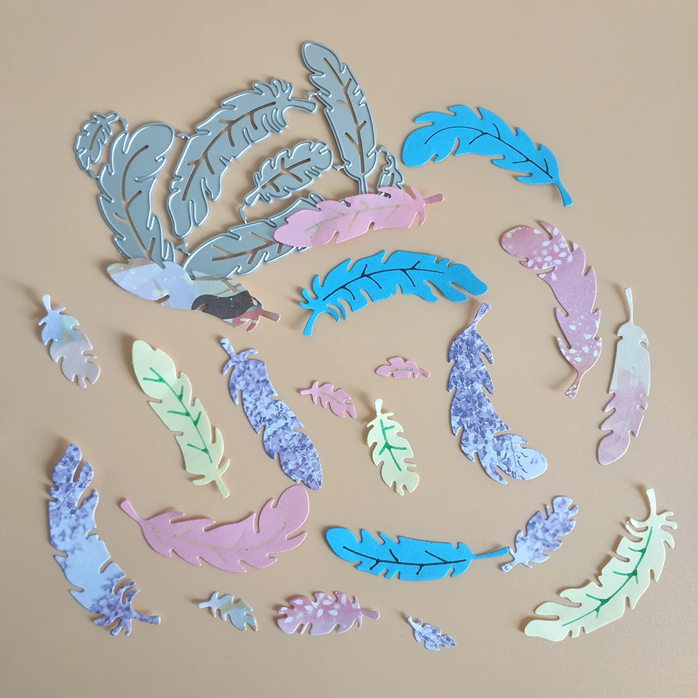 

New 7 kinds of feather metal cutting dies DIY scrapbook, embossed card making, photo album decoration, handmade crafts