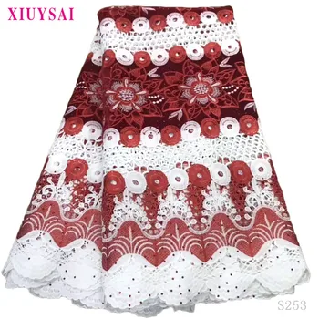 

African cord lace fabric with stone latest african laces 2020 high quality guipure lace nigerian lace fabrics for dress S253