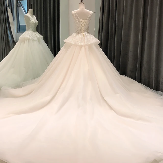 SL-8079 wedding dress 2020 off white pretty simples ball gown elegante sexy beaded sequin princesse civil casamento robe femme 2