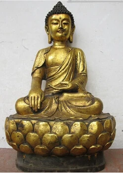 

free shipping<<<< 17"Tibet Classical Bronze Gild Sakyamuni Shakyamuni Buddha Buddhism Statue