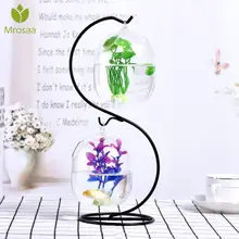 1 шт. прозрачный Круглый Террариум гидропонный контейнер стеклянная ваза с горшком железная подставка держатель висячая Ваза Бутылка гидропонный контейнер