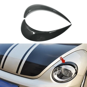 

2Pcs Black ABS Front Headlights Eyebrow Eyelid Sticker Trim for Beetle A5 2012-2019 Headlights Eyebrow Cover