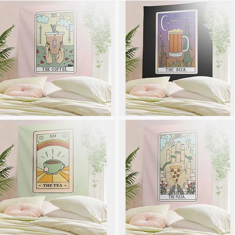 

Tarot Cup Coffee Hand Pattern Wall Hanging Tapestry Witchcraft Ouija Home Background Cloth Corridor Bedroom Living Room Decor