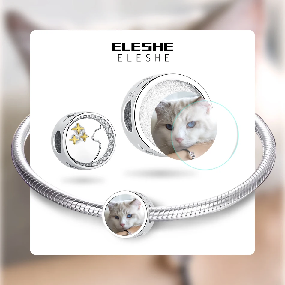 Персонализированные фото Шарм индивидуальные Pet Cat 925 пробы Серебряный Шарм бусины подходят подлинный браслет ожерелье DIY ювелирные изделия