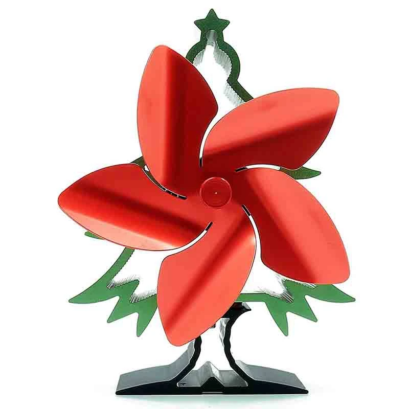 

Christmas Tree Themed Heat Powered Stove Fan for Log Wood Burners 5 Blades Heater Stove Fan