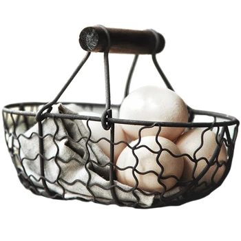 

Vintage Old Wrought Iron Storage Basket Kitchen Fruit Bread Basket Storage Basket Desktop Storage Box