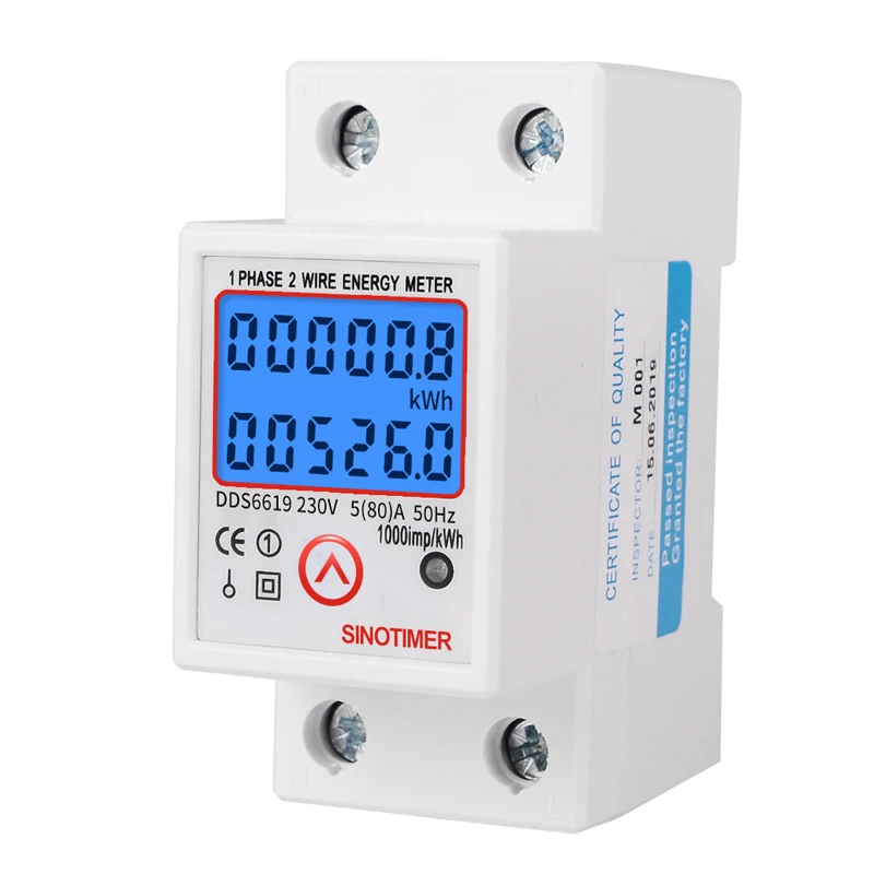 noise level meter Din Rail Digital Single Phase Reset Zero Energy Meter kWh Voltage Current Power Consumption Meter Wattmeter Electricity 220V AC 5m tape measure