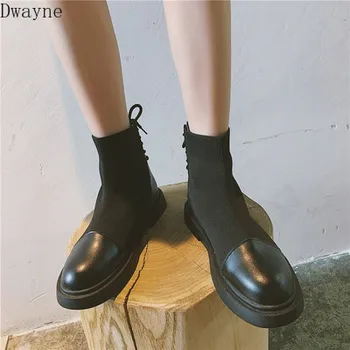 

2019 new elastic Martin boots short tube flat breathable boots