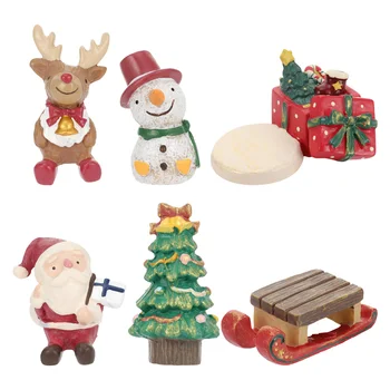 

6pcs Christmas Ornament Resin Mini Figurine Lovely Christmas Resin Toys Xmas Ornament Resin Adornment Christmas Adornment