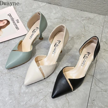

8 Cm High Heels 2019 New Wild Pointed Was Thin Stiletto Single Shoes Sexy Korean Middle Hollow Womens Shoes Concise Casual Pumps